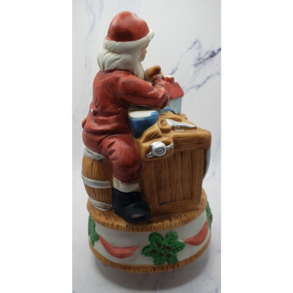 Vintage Homco Santa Claus Revolving Music Box Jingle Bells Porcelain Figurine - Picture 2 of 8
